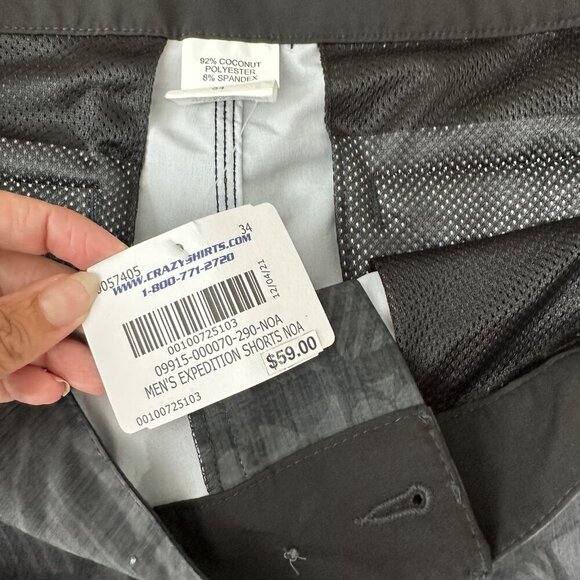 Crazy Shirts Expedition Shorts Mens 34 Cargo Performance Stretch Pattern - Picture 9 of 12